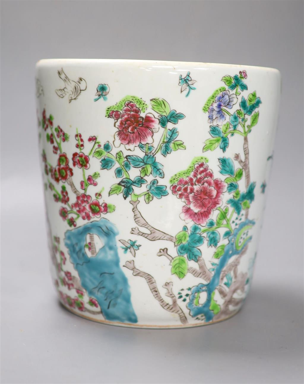 A Cantonese floral enamelled vase, height 20cm